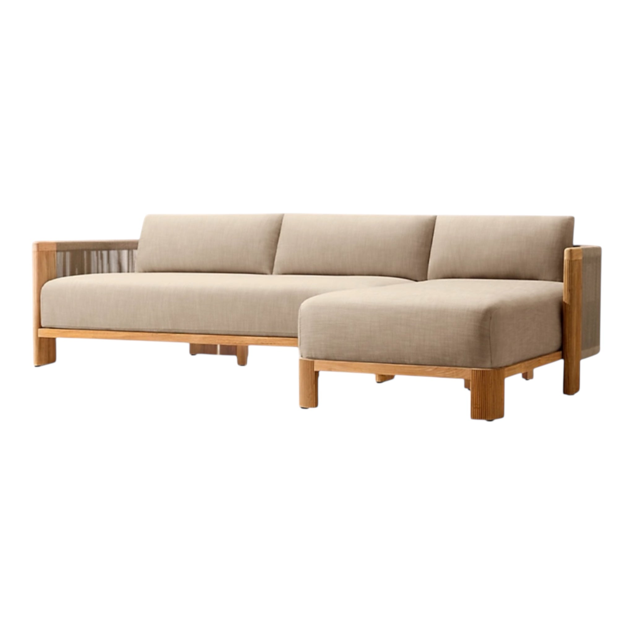 Modern Teak “Vienna” Sectional Chaise Sofa