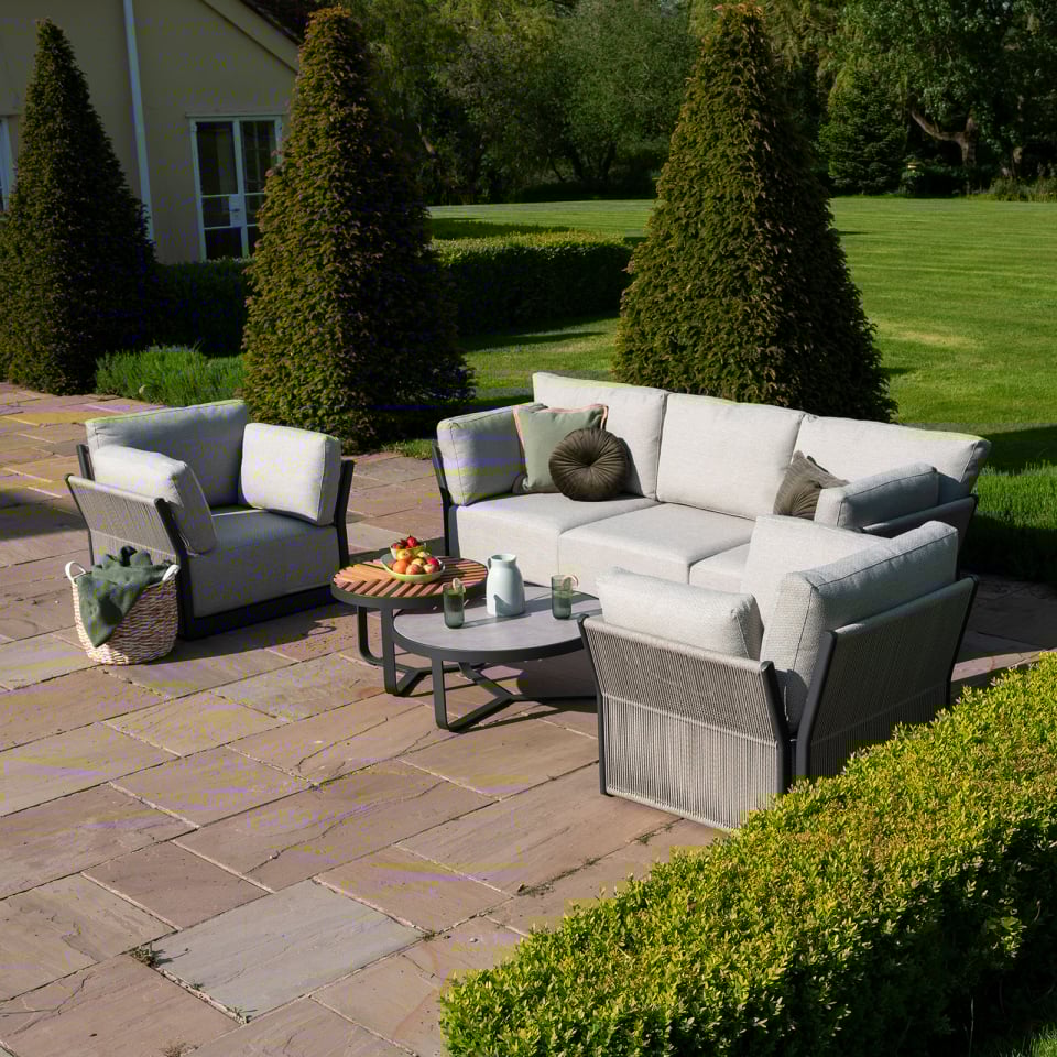 Como Aluminium Rope 3 Seater Sofa Set with 2 Arm Chairs