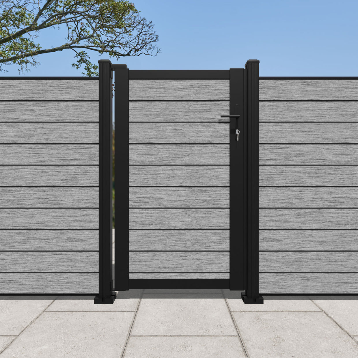Brushed Finish Composite Slat Pedestrian Gate