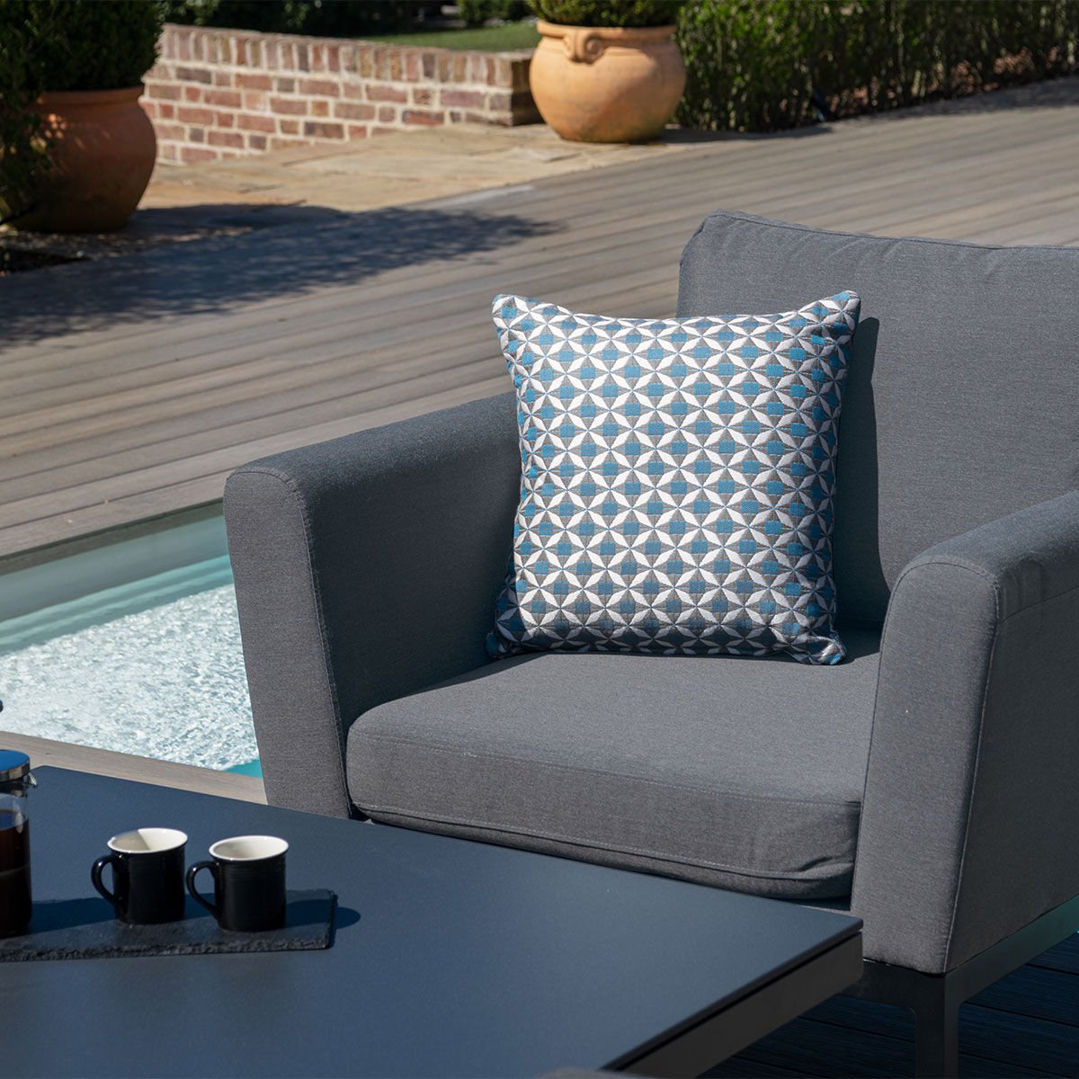 Goa Outdoor Fabric 3 Seater Sofa Set with Rising Table
