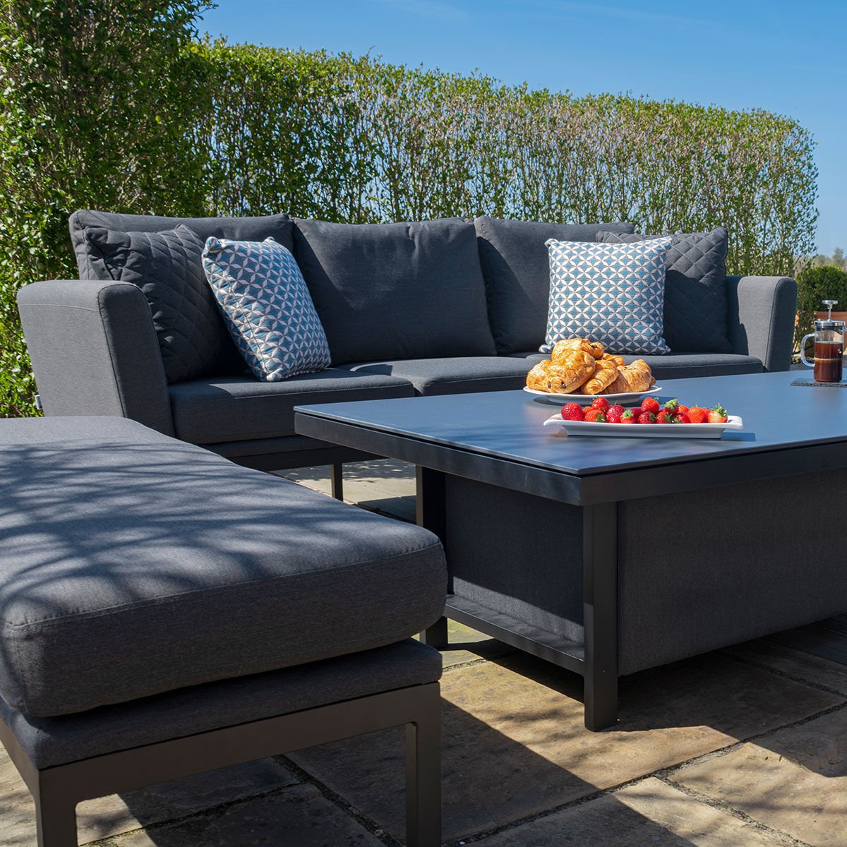 Goa Outdoor Fabric 3 Seater Sofa Set with Rising Table