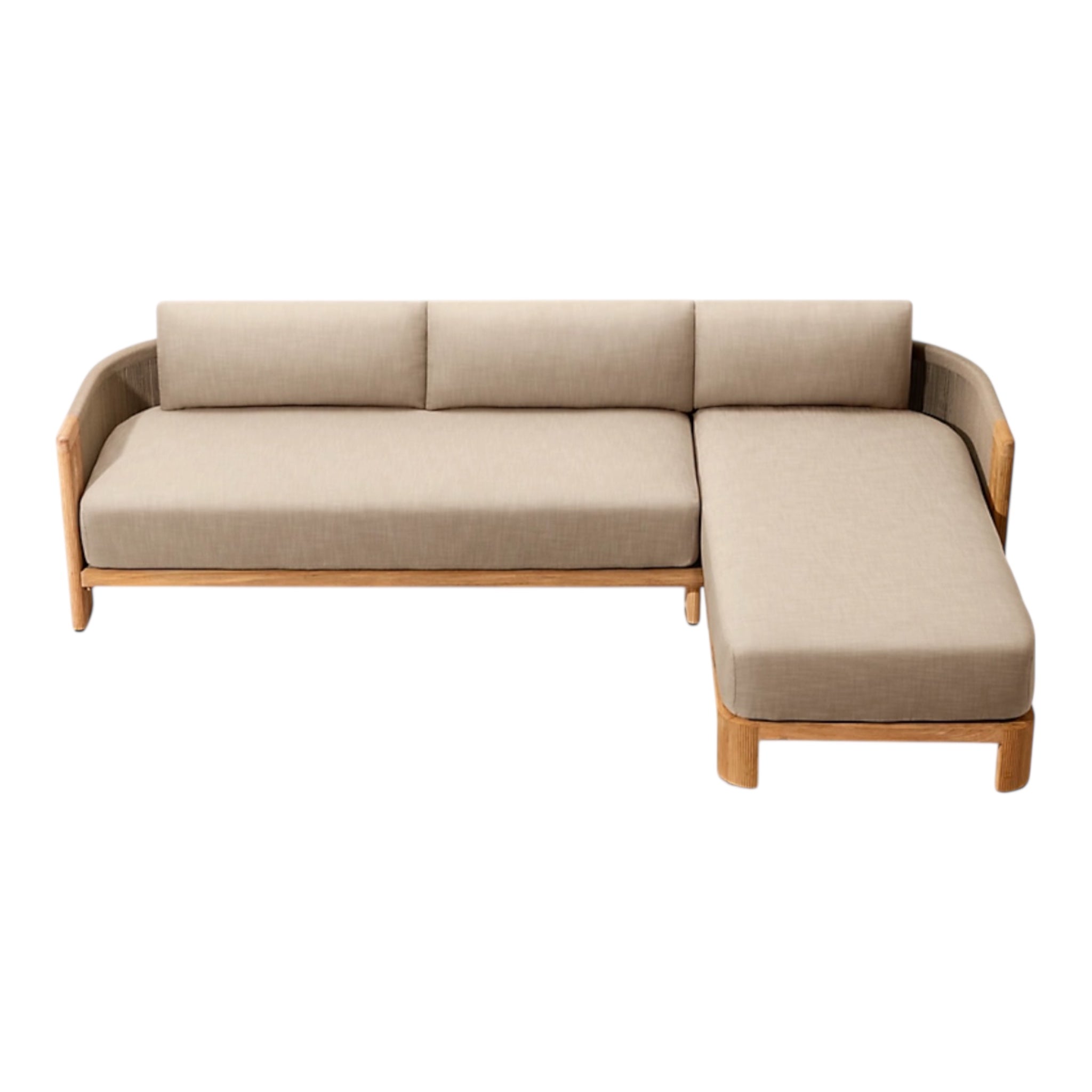 Modern Teak “Vienna” Sectional Chaise Sofa