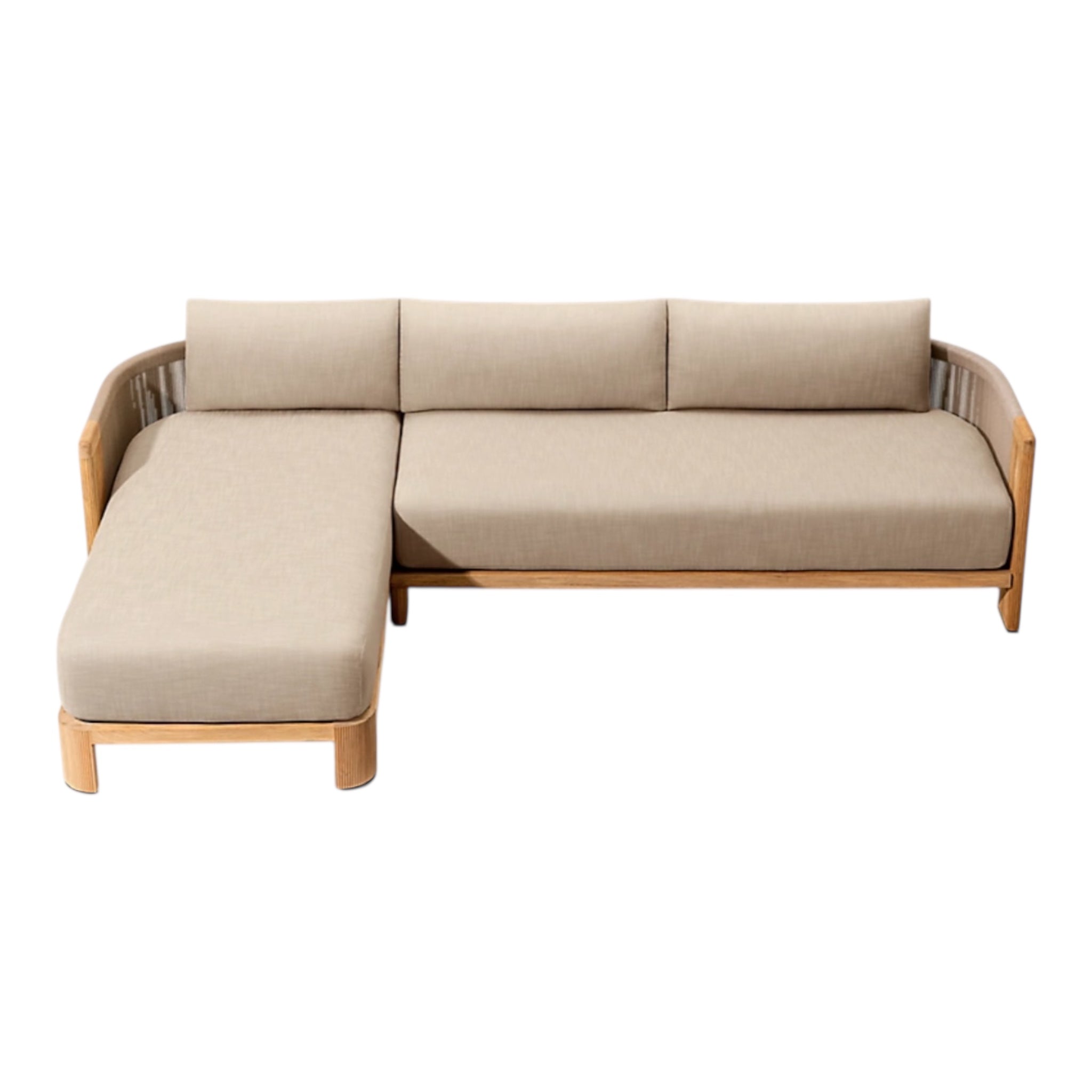 Modern Teak “Vienna” Sectional Chaise Sofa