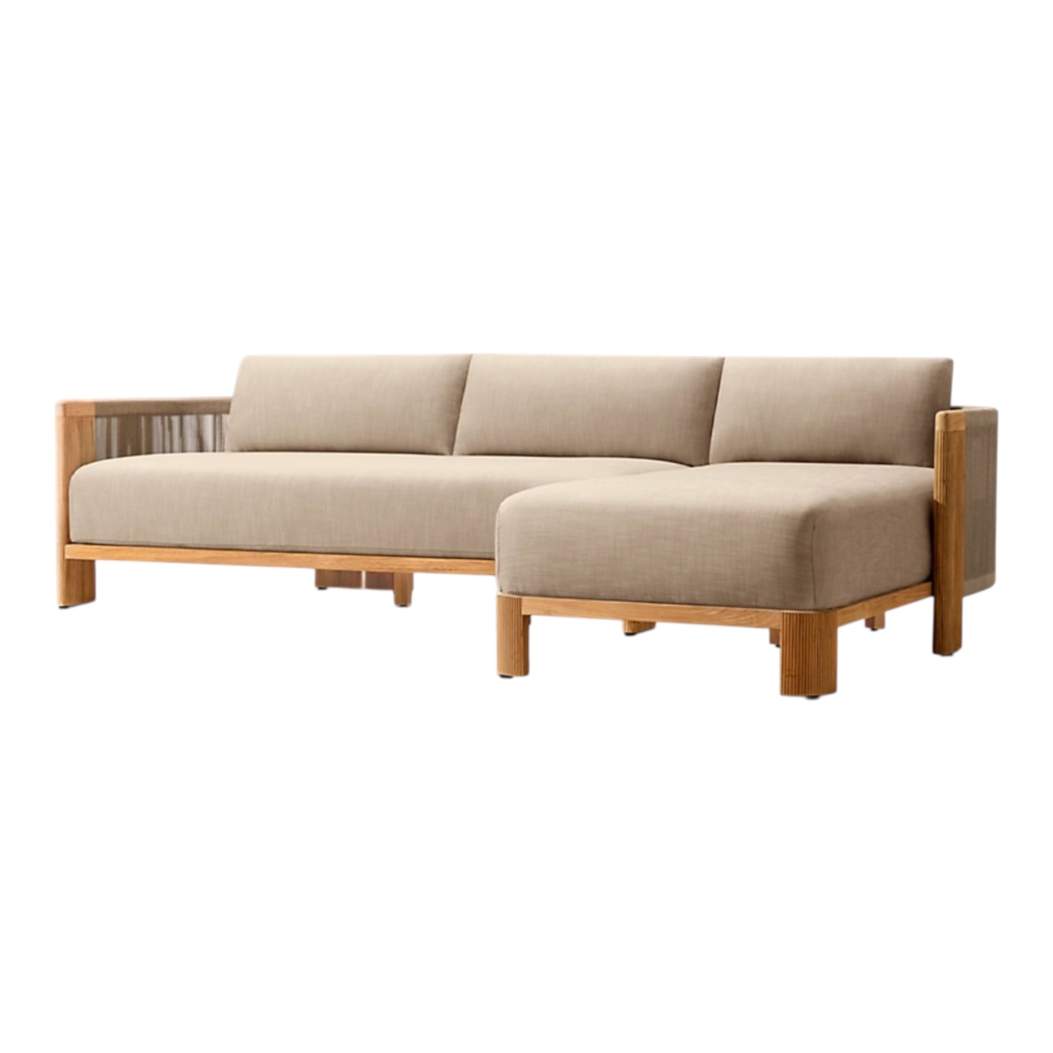 Modern Teak “Vienna” Sectional Chaise Sofa