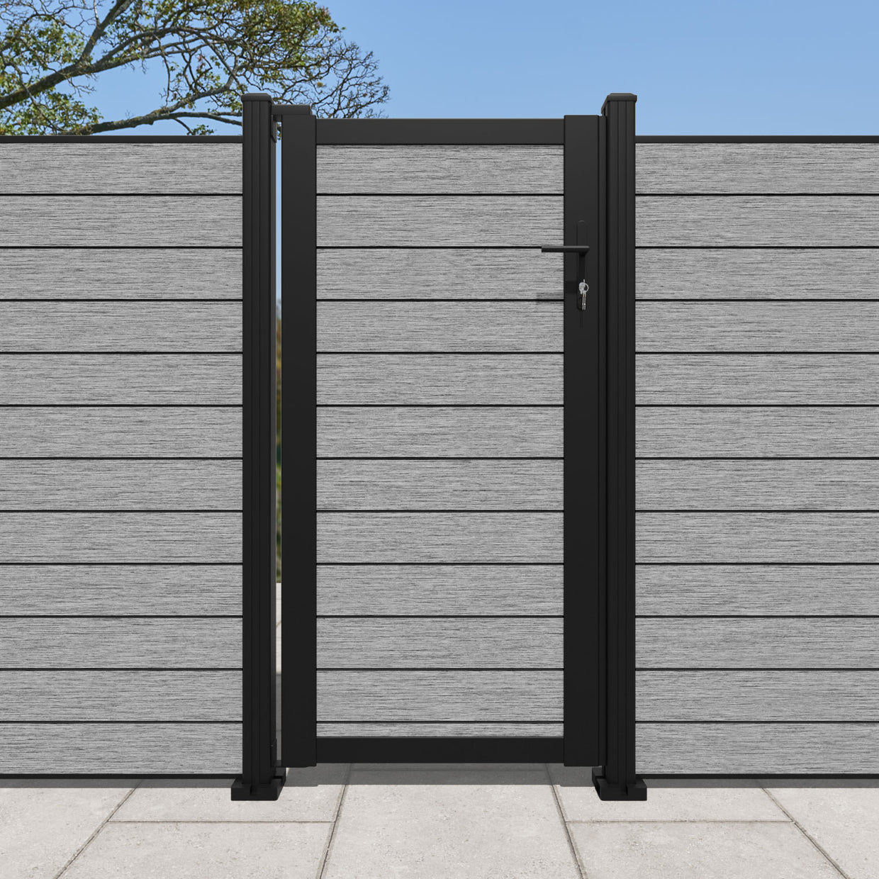 Brushed Finish Composite Slat Pedestrian Gate