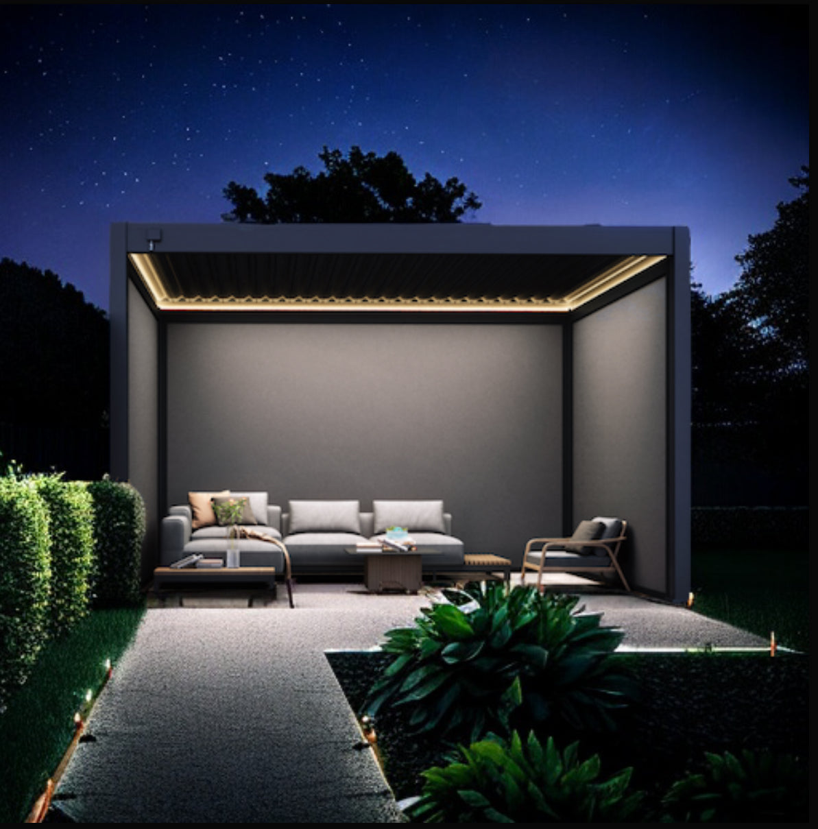 Evergreen Serene 4m Square Smart Motorized Pergola With Colour Changing LEDs