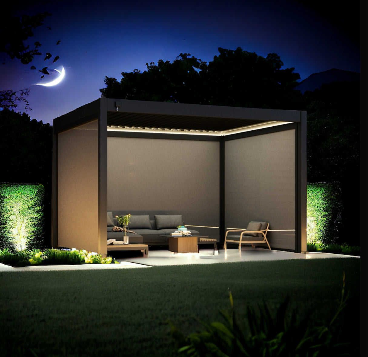 Evergreen Serene 4m Square Smart Motorized Pergola With Colour Changing LEDs