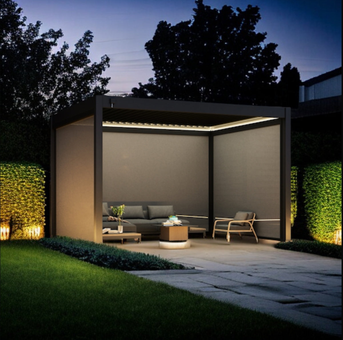 Evergreen Serene 3m Square Smart Motorized Pergola With Colour Changing LEDs