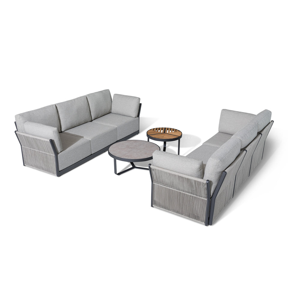 Como Aluminium Rope 2x 3 Seater Sofa Set